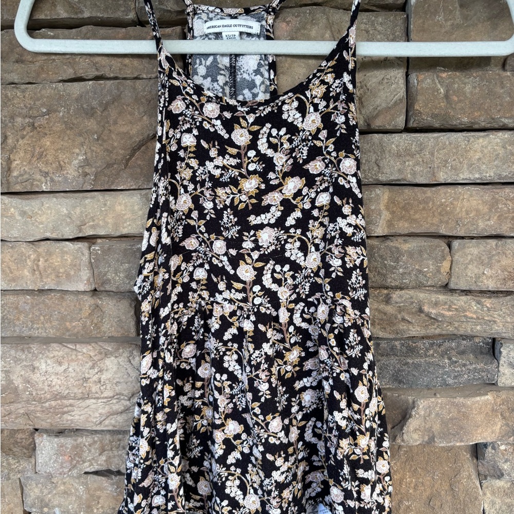 American Eagle Outfitters Black and White Floral Camisole